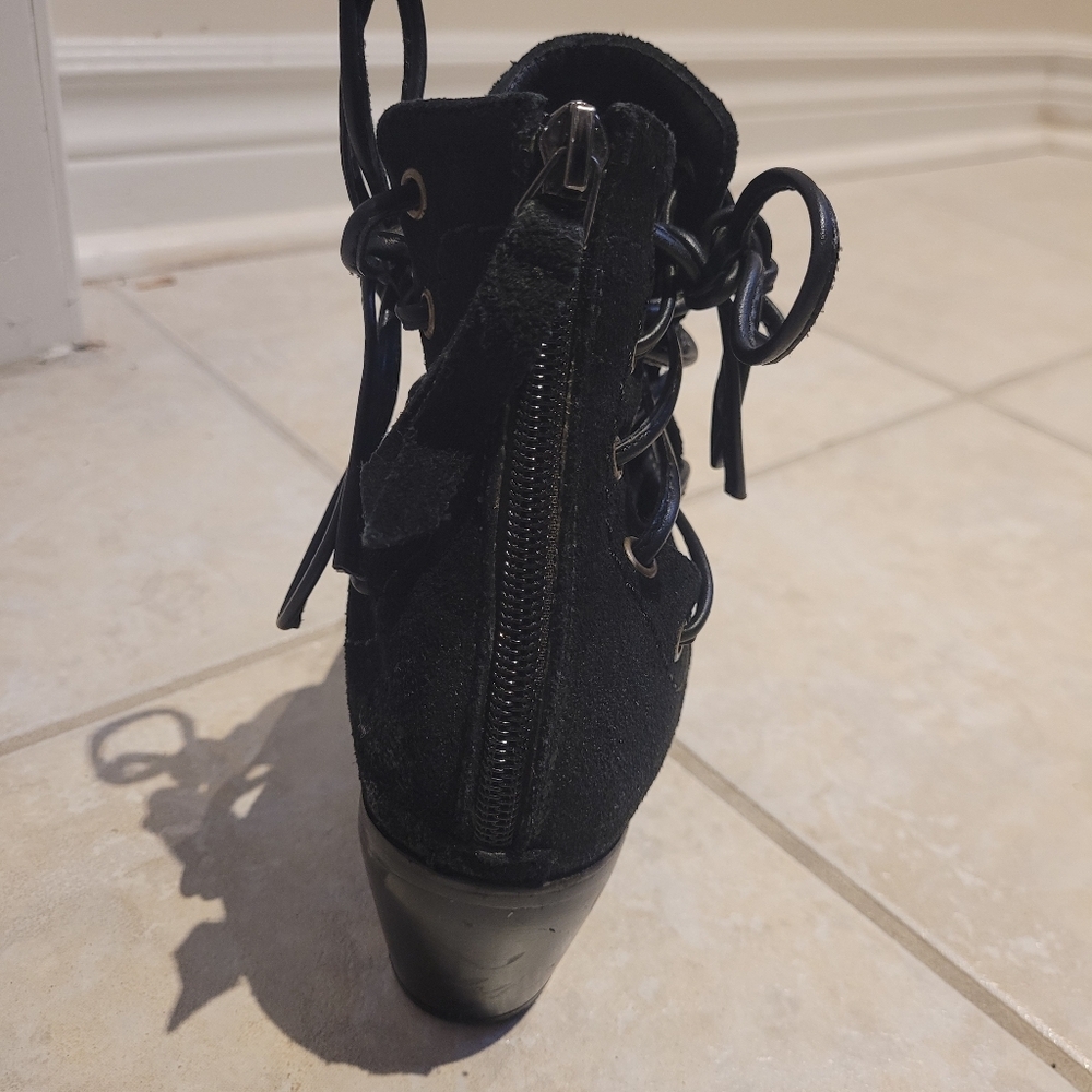 Women's Faux Suede Ankle Boots - Picture 4 of 10
